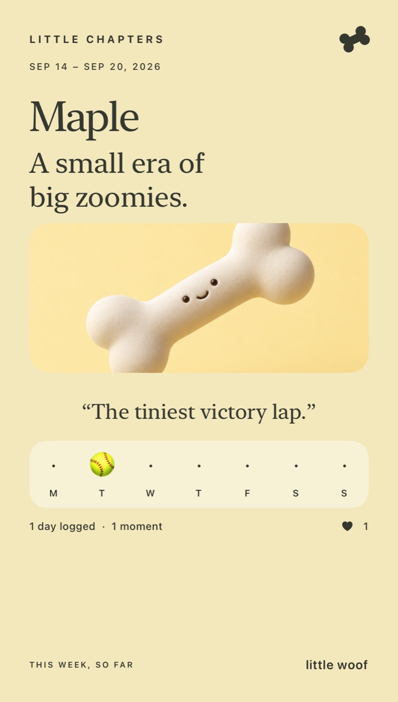 An actual Little Chapters keepsake for Maple